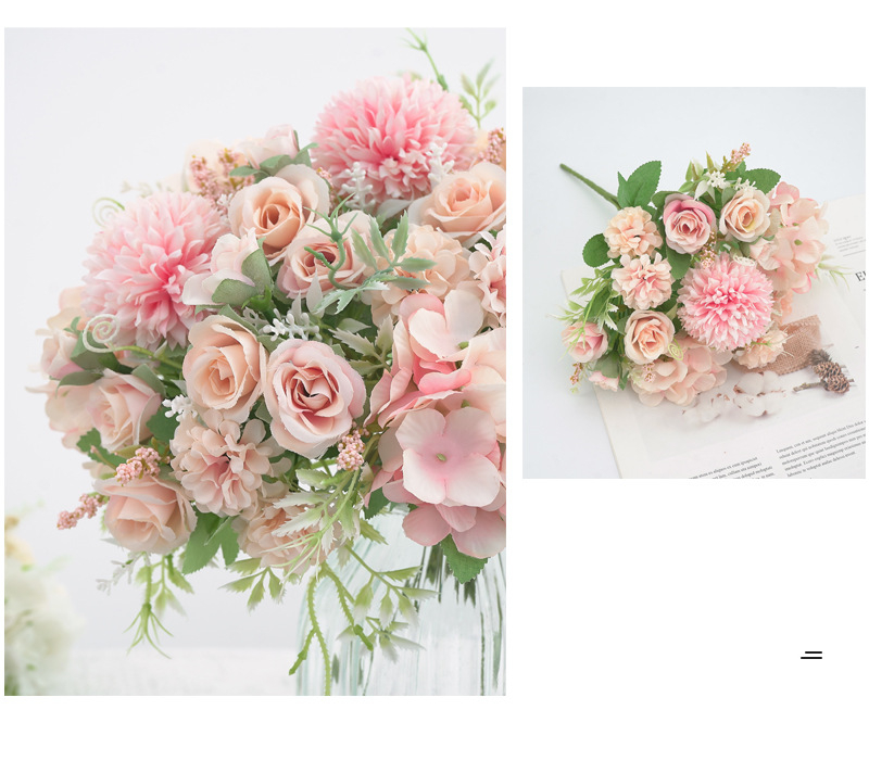 Bouquet de fleurs d'hortensia pivoine en soie 13 pouces, 7 fourchettes, fleurs artificielles pour mariage, décoration de jardin de maison