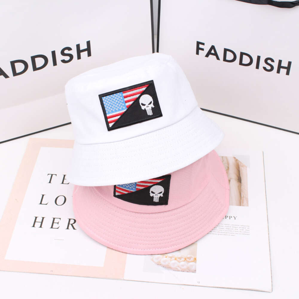 Versatile Flag Emblem Punisher Women Fisherman Cap National Solid Sunshade Hat, Foldable Hat