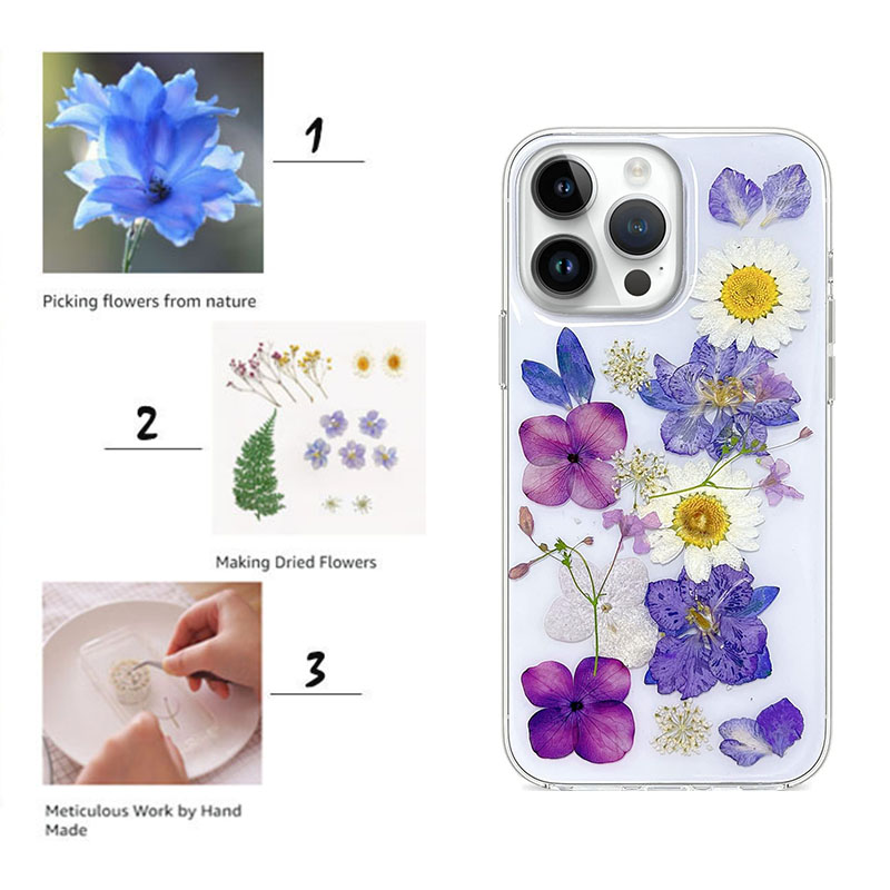 CASEiST Luxus gepresste getrocknete echte Blumen ewige Blumenästhetik Gänseblümchen Glitzer Goldfolie Damen Schutzhülle für iPhone 15 14 13 12 11 Pro Max XS Plus