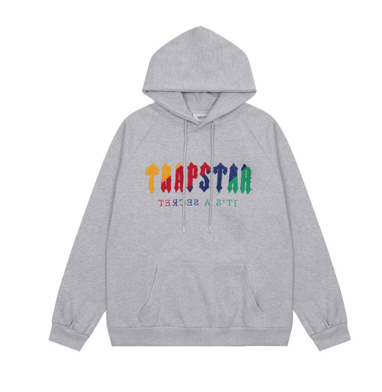 hoodie Trapstar volledig trainingspak regenboog handdoek borduurwerk decodering sportkleding met capuchon heren en dames sportkleding pak broek met rits Maat S-XL