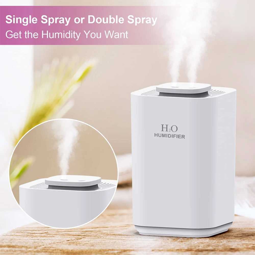 Luftfuktare luftfuktare för sovrum aroma diffusor ultraljud cool mist maker fogger sprayer dubbel munstycke 3.3L stor kapacitet luftfuktare yq240122