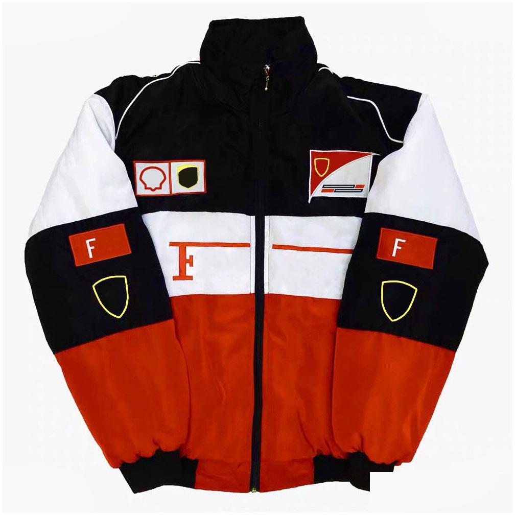 Vêtements de moto 2023 F1 Racing Suit Vestes Forma 1 Retro College Style Coupe-vent européen Veste en coton Fl Broderie Windproo Oturr