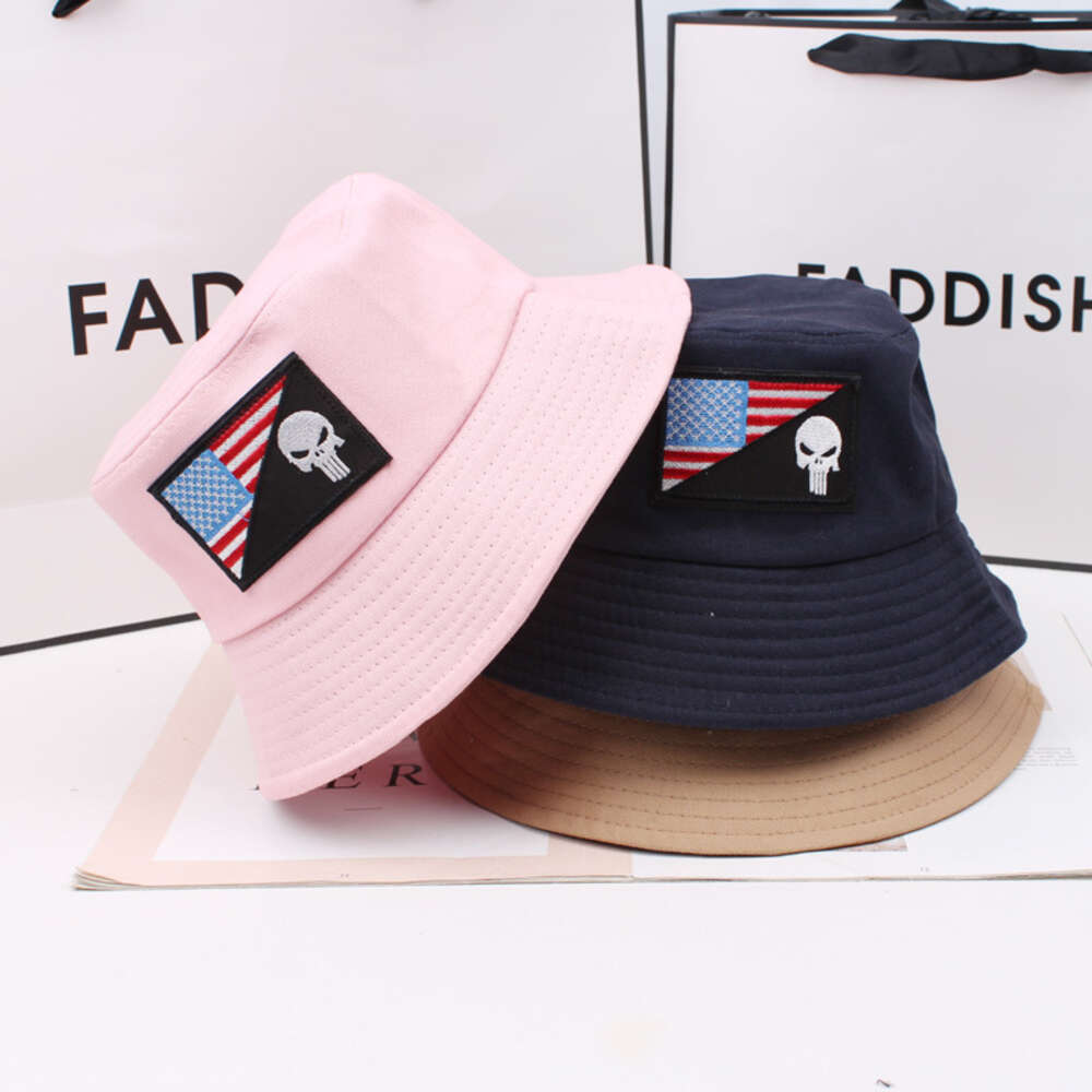 Versatile Flag Emblem Punisher Women Fisherman Cap National Solid Sunshade Hat, Foldable Hat