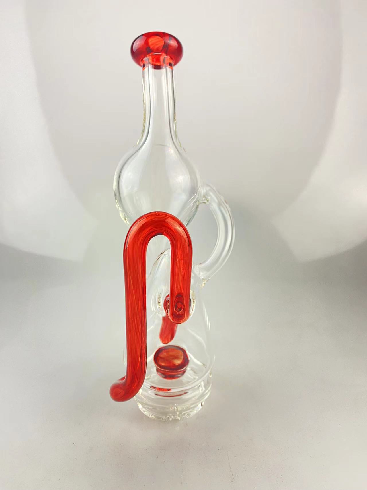 Hookah Recycler Type Glass Top for Peak eller Carta, American Red Accents Högkvalitativ Välkommen till beställning