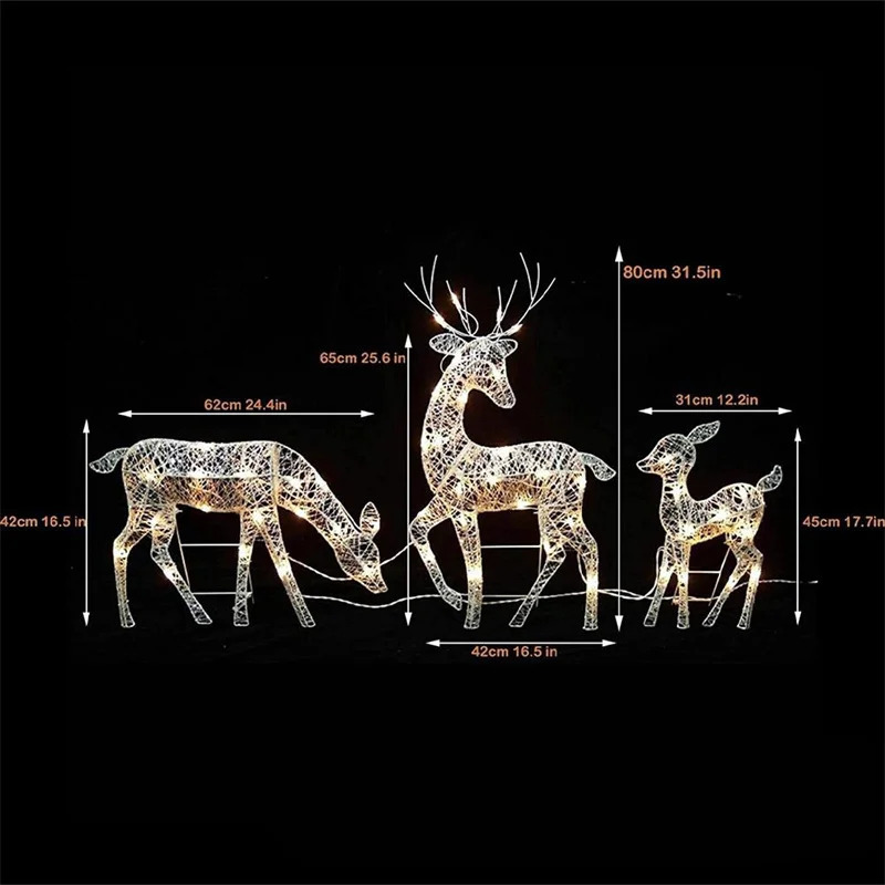 Iron Art Elk Deer Deer Dekoracja ogrodu z LED Świezącą błyszczącą renifer Xmas Home Outdoor Yard Ornament Decor 240119