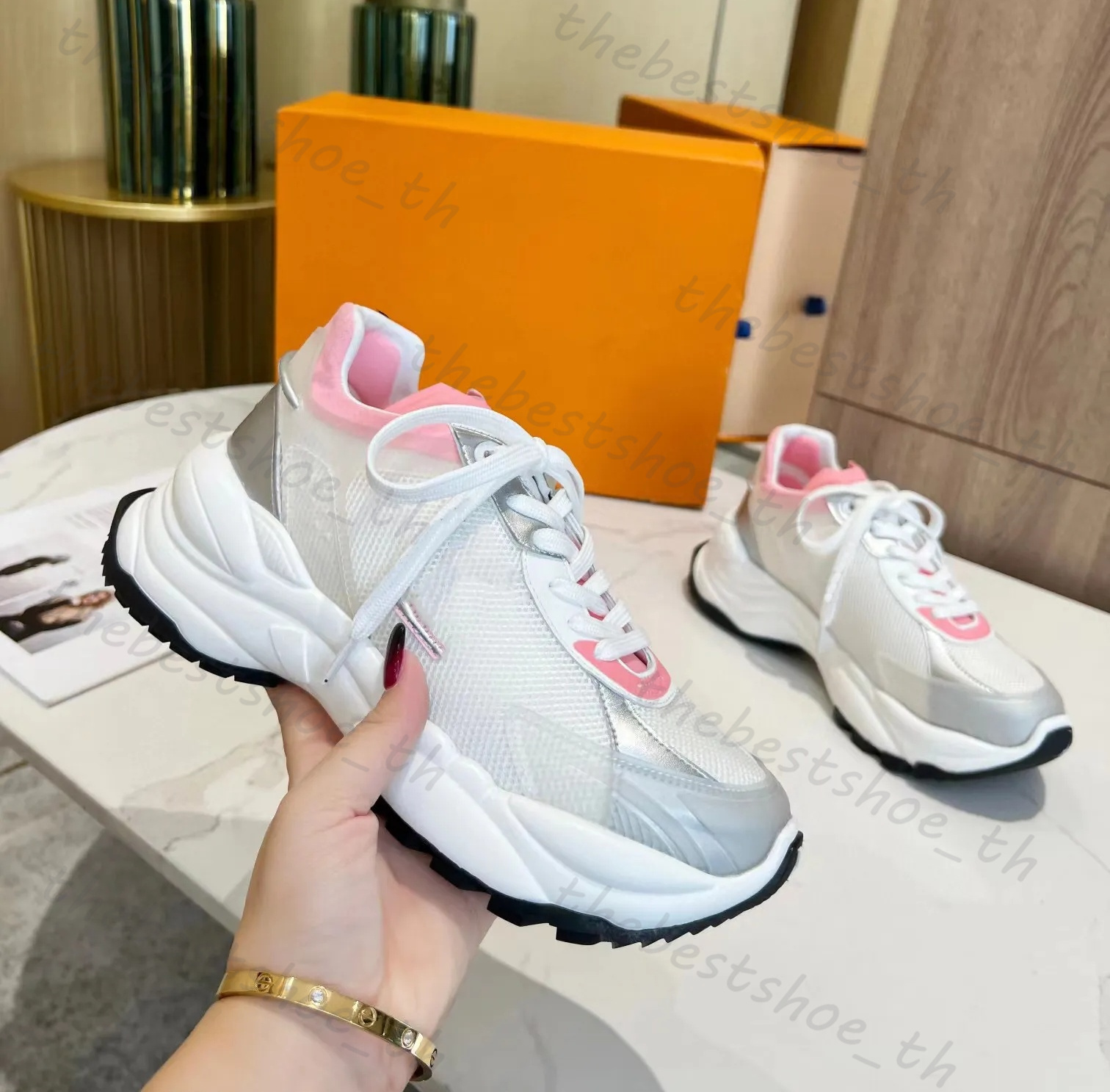 Designer Sneakers Run 55 Heren Dames Casual Dhoes Run Away Modieuze Rubberen schoenen met dikke zolen Leer Laag uitgesneden Platte zolen Comfortabele veelzijdige sneakers