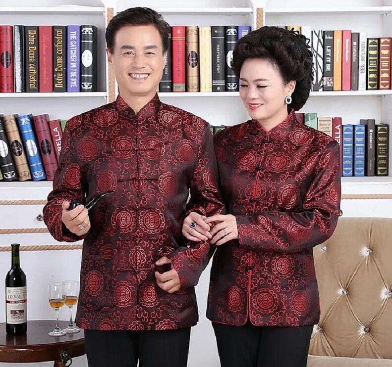 Atacado masculino feminino tradicional chinês tang terno de alta qualidade jaqueta de cetim roupas de ano novo hanfu festa de aniversário estilo casaco