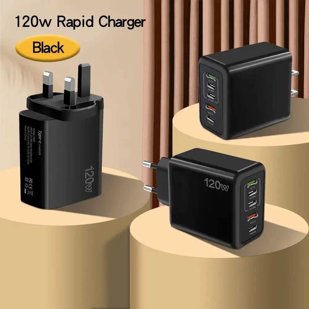 Cell Phone Chargers 5 Ports USB C PD Charger Fast Charging PD Quick Charge 3.0 USB C Phone Charger Adapter For 15 14 13 Samsung