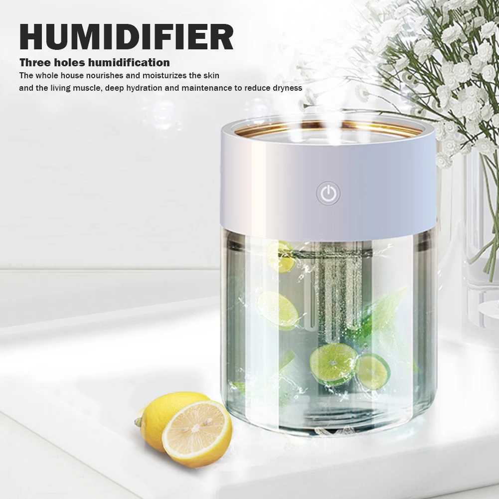 Humidifiers Air Defuser Humidifier 3 Nozzle Fragrance Sleep Atomizer Ultrasonic Large Capacity Seven-color Lamp Portable USB for Home Office YQ240122