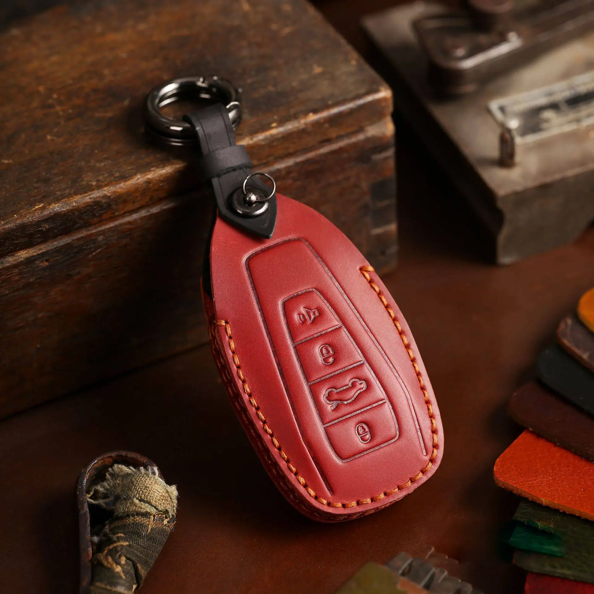 Luxury Leather Car Key Case Cover Fob for Geely Emgrand GS Vision Preface Bonjour Coolray Atlas NL3 X7 EX7 GT GC9 Keychain Shell