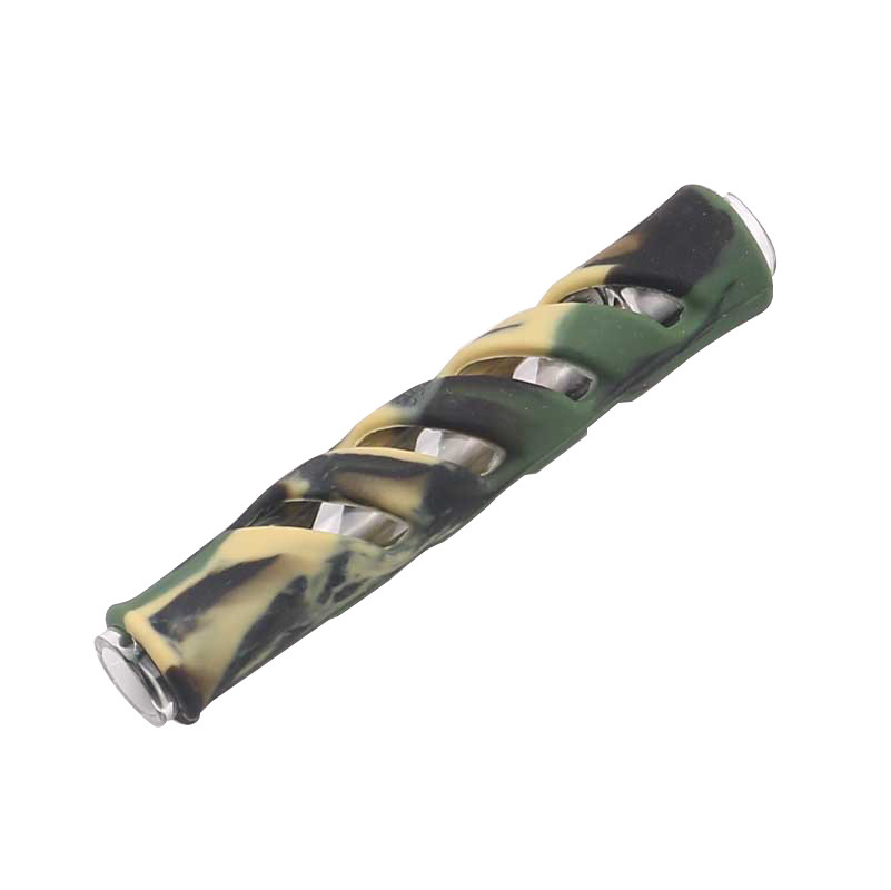 90mm Camouflage Silicone Smoking Pipe Glass Bongs Cigarette Hand Pipes Straight Tube Portable Mini Tobacco Pipe Cigarettes Holder New