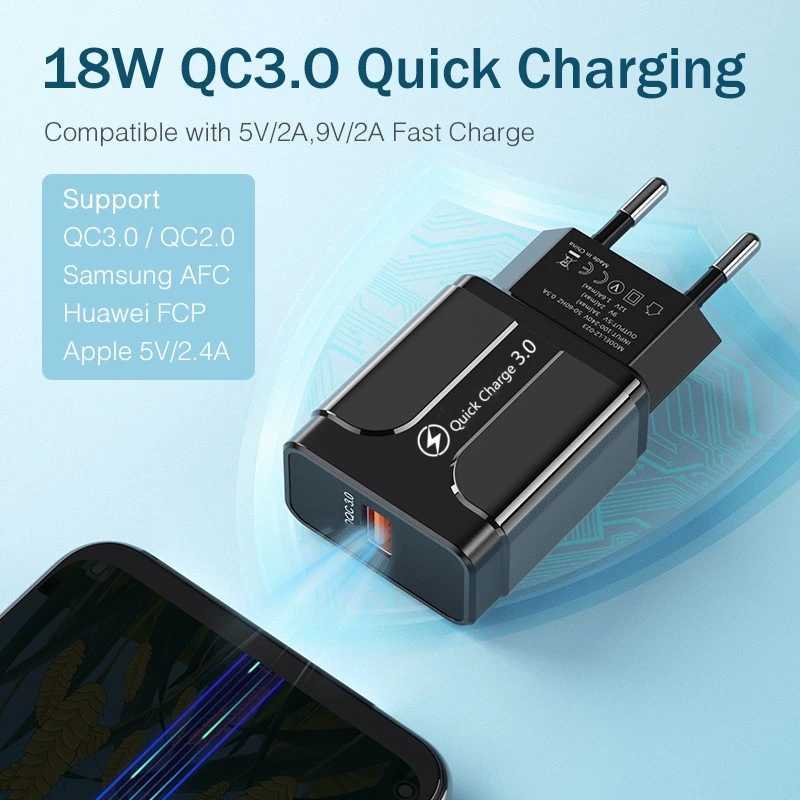 Cell Phone Chargers Quick Charge 3.0 4.0 USB Charger Universal QC 3.0 18W Fast Charging Adapter Wall Mobile Phone Charger For Samsung