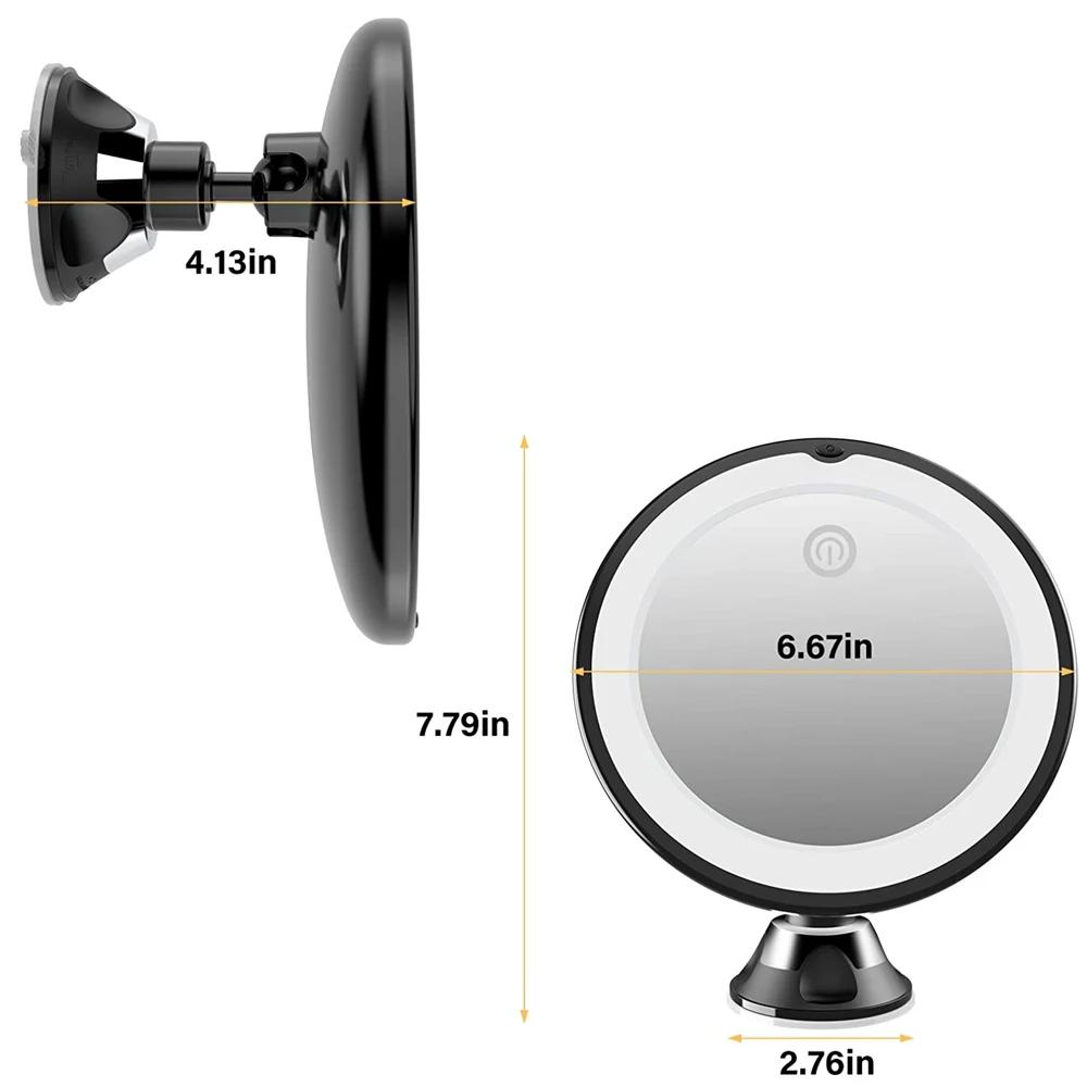 Aynalar 10x büyüteçli makyaj aynası LED Işık 360 Dereceli Dönen Kozmetik Makyaj Makyaj Ayna Emme Kupası Banyo Duş Aynası