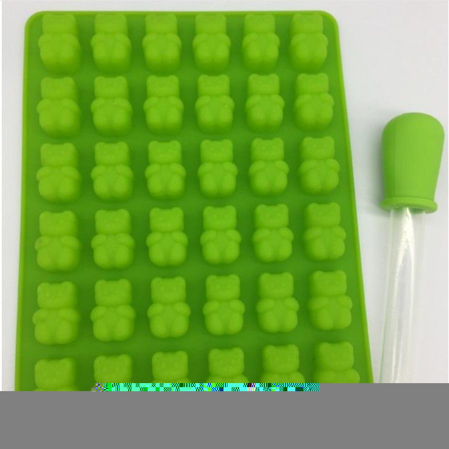 Práctica bandeja de silicona con 50 huecos de osito de goma para hacer dulces de Chocolate, molde para gelatina de hielo, herramientas para pasteles DIY para niños, D0026-1237o entero