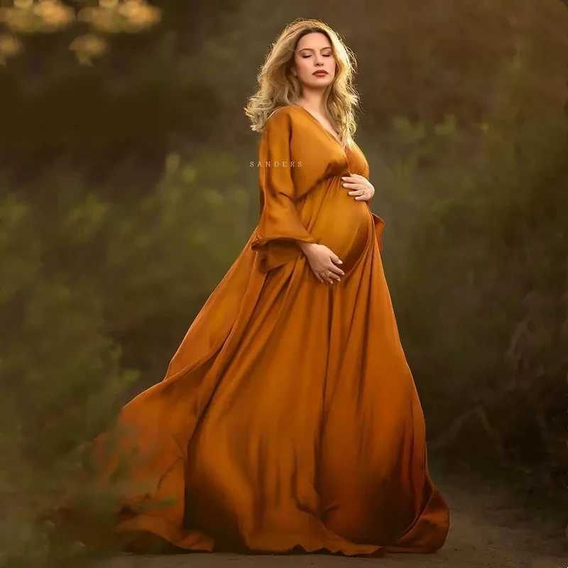 Берродные платья элегантность атласные боховые платья для беременных для фотографии беременная женщина фотосессия платье V-образное плюс костюм 24412