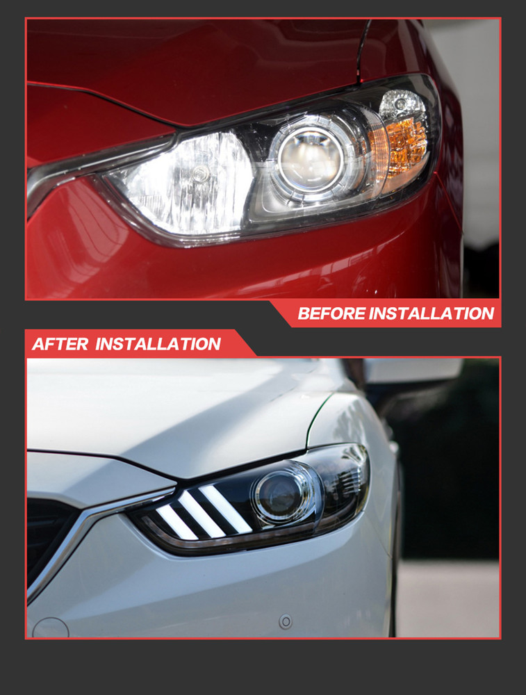 LED Daytime Bieganie światło głowicy Mazda 6 Atenza Reflight 2013-2017 Skręć sygnał lampy samochodowej Akcesoria samochodowe