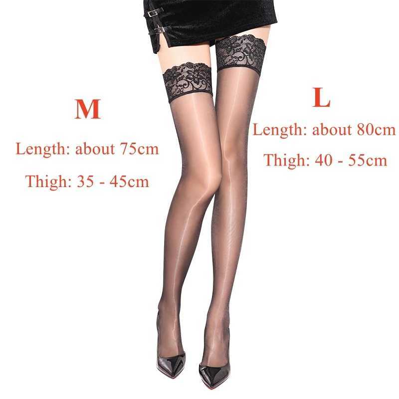Socks Hosiery Plus Size Lace Top Thigh High Stockings With Anti-slip Silicone Band 5D Ultra Thin Transparent Hosiery Women Sexy Underwear YQ240122