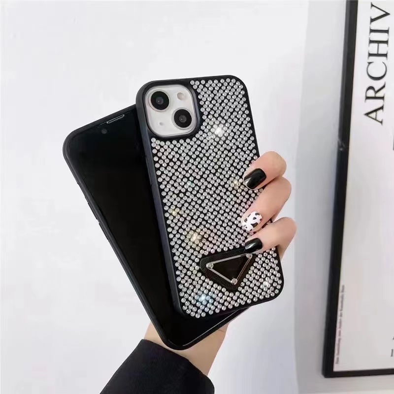 Designer Fashion Phone case iPhone 15 Pro Max 13 12 15 14Plus 11 12 13 14Pro Max Glitter Diamond Triangle P Luxury phone case