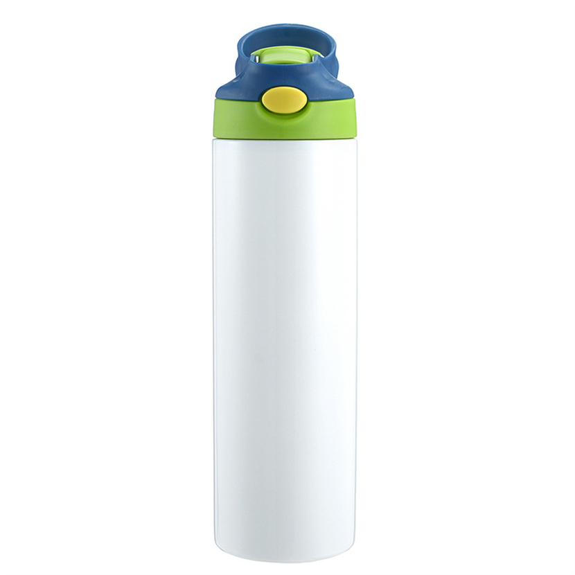 Sublimation thermique 20oz Gobelets Thermos en acier inoxydable Transfert thermique Grande capacité Blanc Portable avec pailles en plastique Enfants