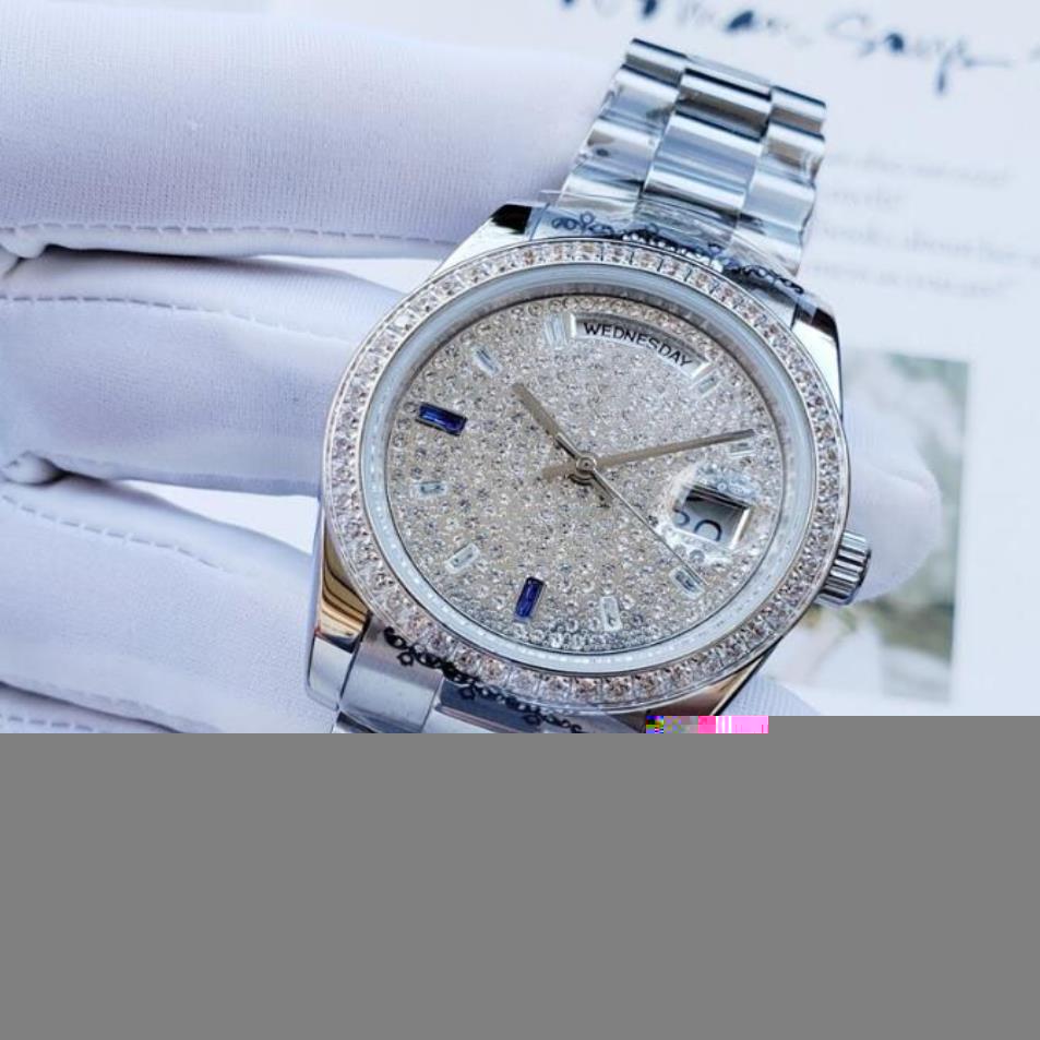 2021 New Women's Watch 40 مم مع Diamonds الياقوت مرآة أوتوماتيكية الساعات الميكانيكية المزدوجة التقويم الفولاذ المقاوم للصدأ wri214v