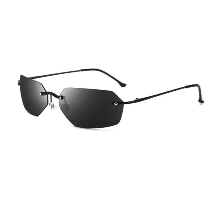 Lunettes de soleil Matrix Agent Smith Style lunettes de soleil hommes polarisées conduite lunettes de soleil mâle sans monture lunettes de soleil Anti-rayon bleu jour nuit Vision YQ240120