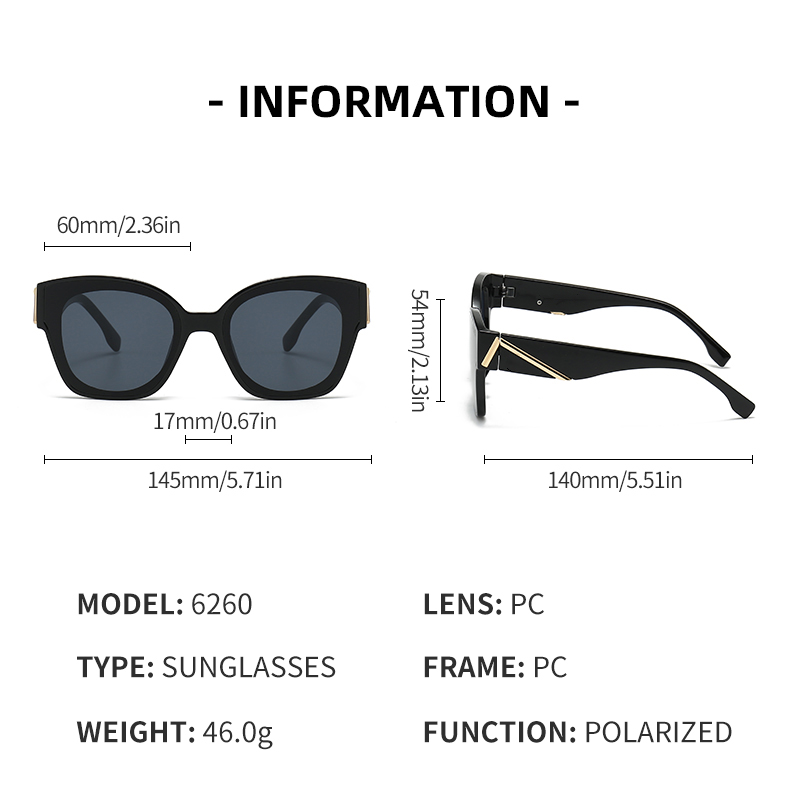 المصمم الفاخر النظارات الشمسية الموضة للرجال الكلاسيكية للنساء نظارات مستقطبة UV400 Big Square Frame Sun Gensies عالية الجودة مع صندوق