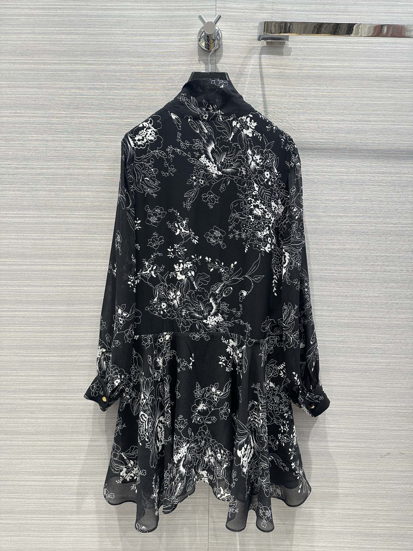 Milan Runway Dress 2024 New Spring Summer Long Sleeve Stand Collar Fashion Designer Dresses Brand Same Style Dress 0122-15