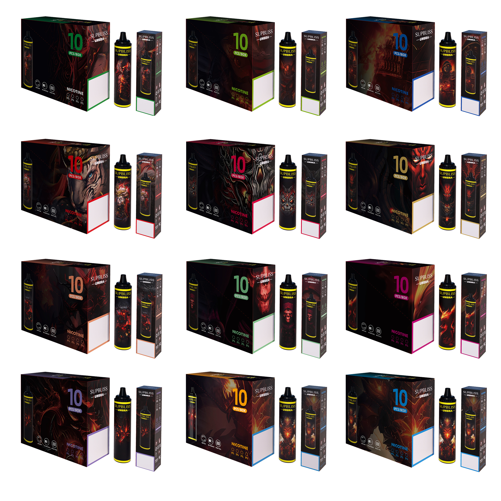 Fumot Supbliss Umbra 10000 Puffs vape pen Disposable E cigarettes Mesh Coil ,12 flavors available