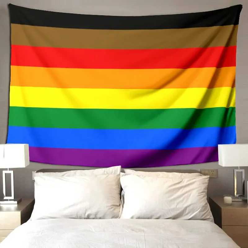 Tapestries Rainbow LGBT Pride Love Lesbian Tapestry Gothic Girl Gay Wall Curtain Couch Cover Hanging Home DecorationL240123