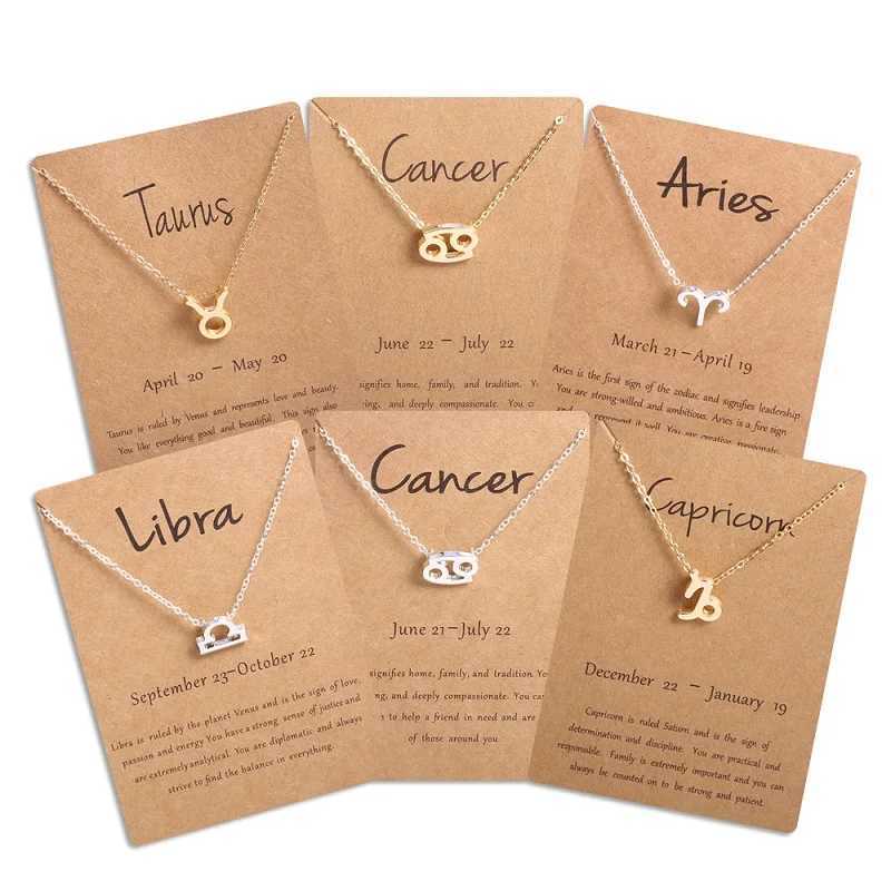 Collares pendientes Hombres Mujeres 12 Horóscopo Signo del zodiaco Collar colgante Aries Leo 12 Constelaciones Joyería Niños Regalo de Navidad Envío de la gota