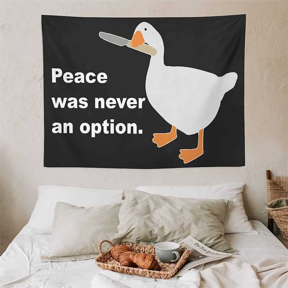 Tapestries Peace var aldrig ett alternativ Tapestry Room Decor Estetic Goose Meme Tapestry Wall Hanging Bakgrund Mattor Heminredning