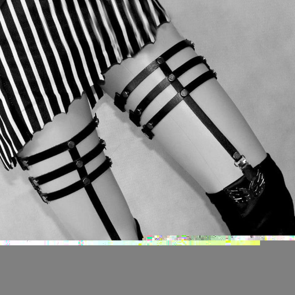 Ремни сексуальные шипованные металлические подвязки с заклепками в стиле панк-готика Harajuku стиль ручной подвязки кольцо для ног для женщин подарок одна регулировка 285e