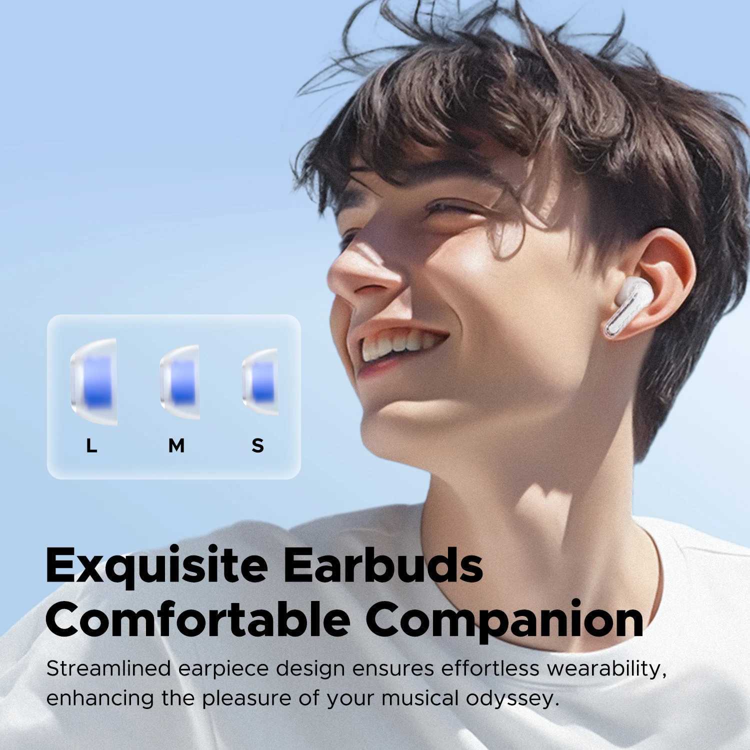 Mobiltelefonörlurar Soundpeats Clear Transparent Series Bluetooth 5.3 True Wireless Earuds with Dual ENC MIC Gaming Mode App Support 40H J240123