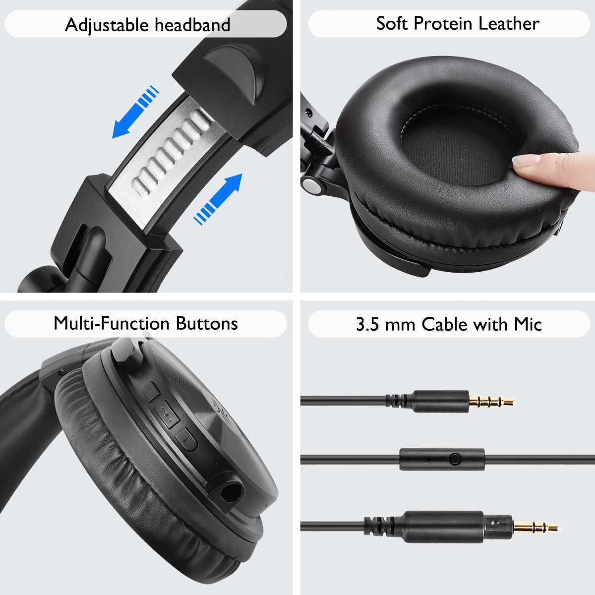 Fones de ouvido Oneodio Fones de ouvido sem fio Bluetooth 5.2 Headset Over Ear Stereo Super Bass Fones de ouvido com microfone para telefone PC Sport J240123
