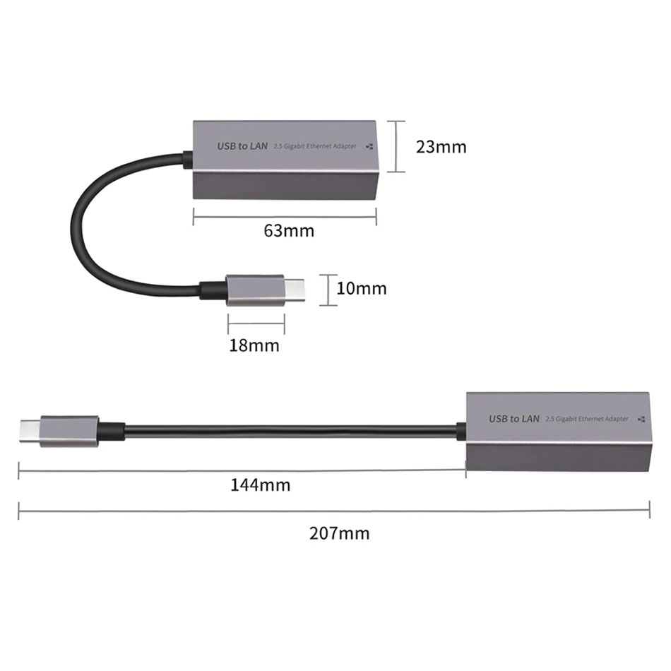 Typ C USB 3.0 auf RJ45-Kabel, 2500 Mbit/s, Netzwerkkarte, 2,5 G USB-Gigabit-Ethernet-Adapter, Laufwerk, kostenloses Plug-and-Play für Desktop-PC, Laptop