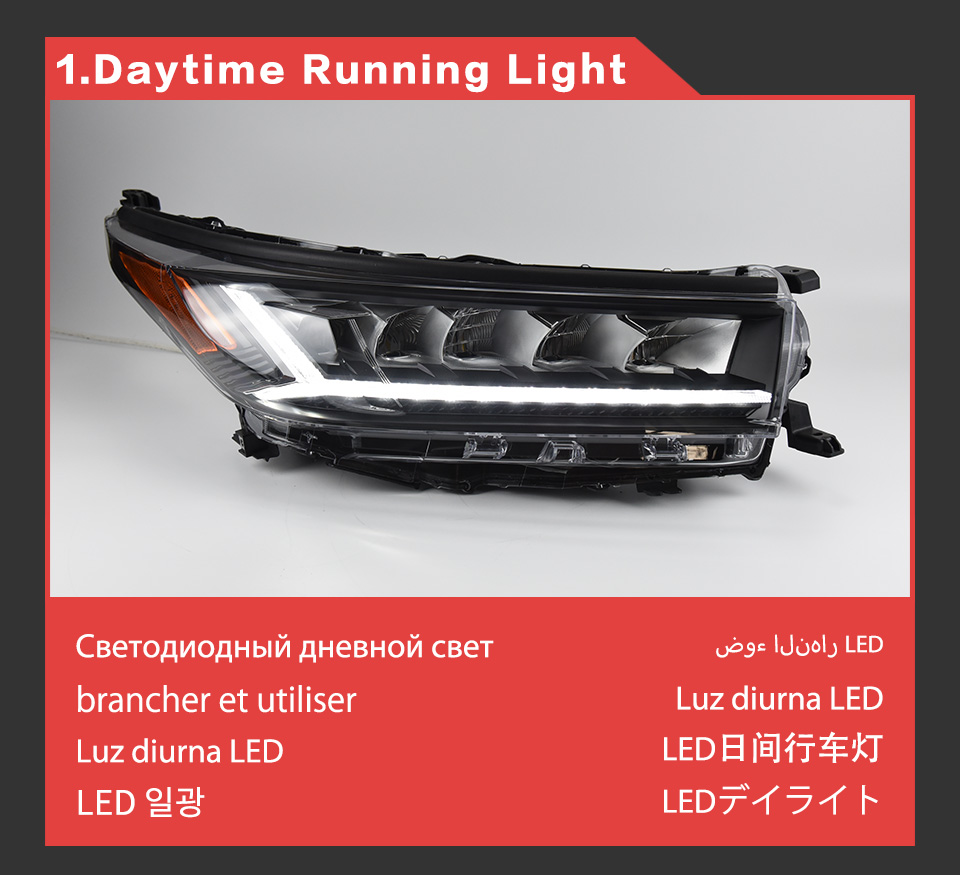 LED Daytime Running Turn Signal Head Light för Toyota Highlander Car Headlight 2018-2021 High Beam Projector Lens