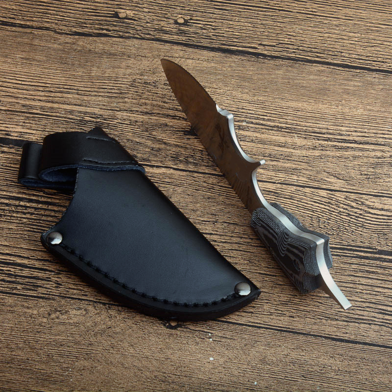 SAR G2523 Survival Straight Knife D2 Satin Blade Full Tang G10 Handle Outdoor Camping Vandring Fiske Fixade bladknivar med lädermantel