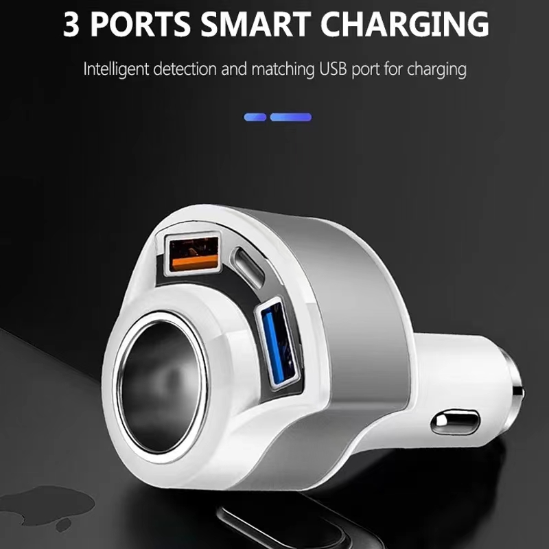 USB Car Charger PD Type C Charger Quick Charge QC3.0 USB Car Cigarette Lighter Socket Splitter 12V for iPhone 15 Samsung S24 Fast Charging