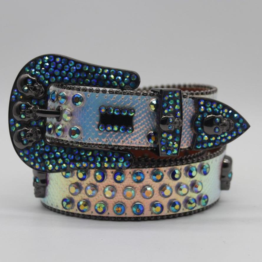 2022 Designer Strass Cintura Bb Cinture Simon Uomo Donna Shiny Diamond Cintura con teschio Nero Blu Bianco Multicolor i277D