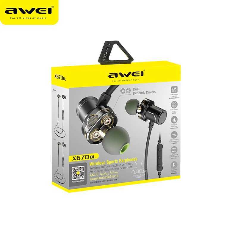 Cuffie Awei X670BL Auricolari sportivi Bluetooth senza fili Cuffie magnetiche con archetto da collo Mini auricolari Cuffie vivavoce telefono J240123