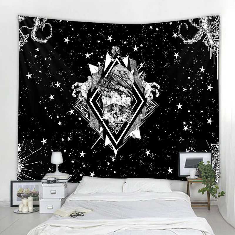 Tapisseries Grande Tapisserie Blanc Noir Soleil Lune Mandala Tarot Tapisseries Tenture Murale Céleste Hippie Tapis Mural Tapis Dortoir Décor