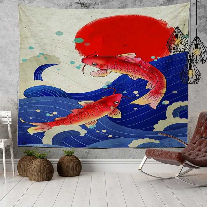 Tapisseries Japonais Kanagawa Big Wave Tapisserie Psychédélique Tapisserie Teen Indie Room Décor Macramé Tenture Murale Grande Tapisserie Murale en Tissu