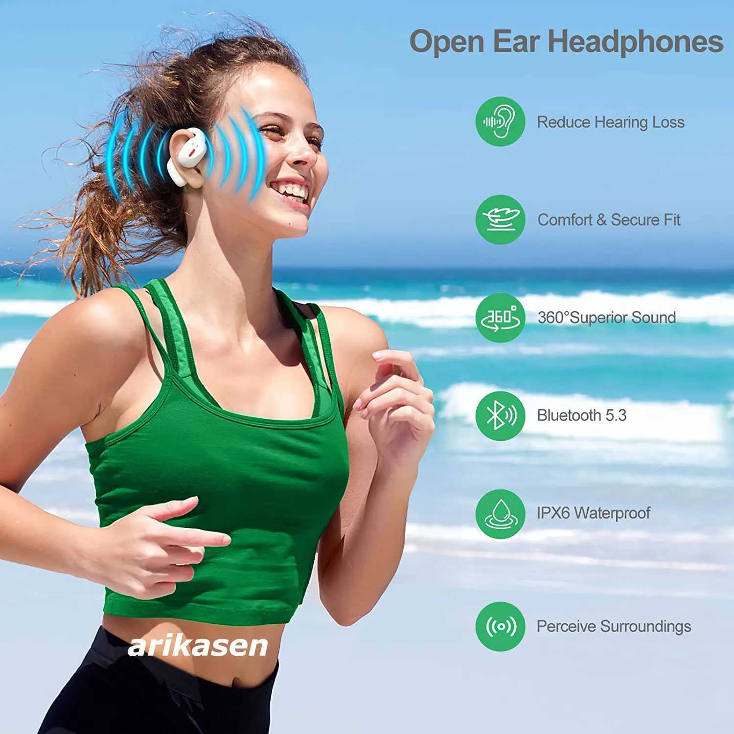 Mobiele telefoon-oortelefoon Bluetooth-oortelefoon Open oor TWS Draadloze sporthoofdtelefoon HiFi Stereo Waterdichte ruisonderdrukking Headsets met oplaadetui J240123