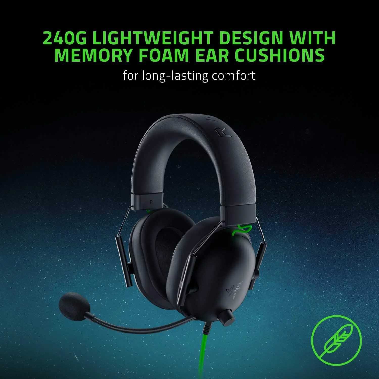 Razer BlackShark V2 X Casque de jeu avec son surround 7.1 - Pilotes 50 mm - Coussin en mousse à mémoire de forme - pour PC Mac PS4 PS5 Switch J240123