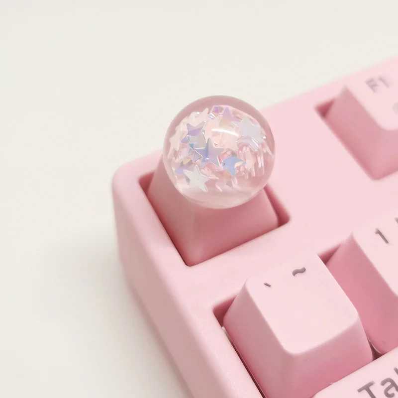 Tangentbord Crystal Ball Mechanical Keyboard KeyCaps Personlighet Transparent Square Handgjorda Custom Pink Cherry MX Söta DIY -tangentbordslocken YQ240123
