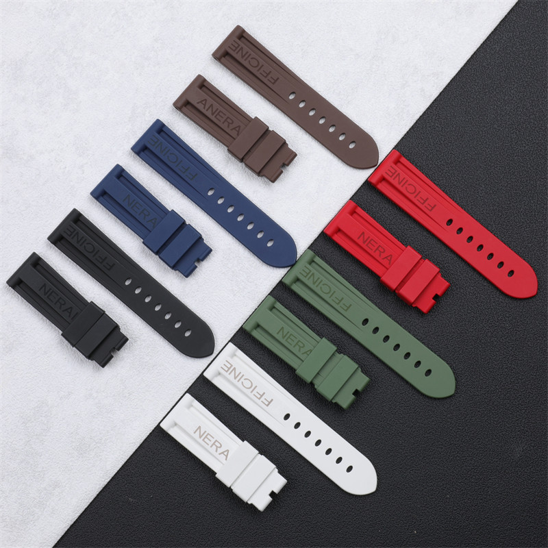 22 مم 24 ملم جودة FKM Fluoro Rubber Watch Band for Panerai Watch Strap Watchproof Watchband أداة مجانية