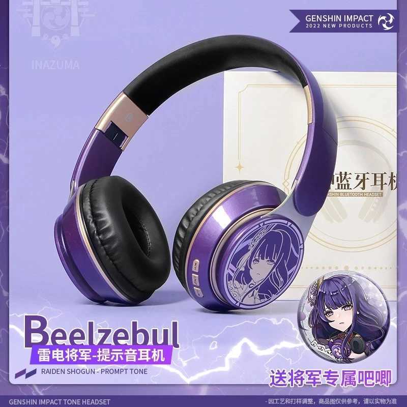 Headsets Kazuha Headphones Game Genshin Impact Headphone Cosplay Portable Wireless Bluetooth Stereo Foldable Headset Adjustable Earphones J240123