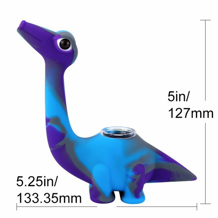 Pipe à fumer en silicone avec motif de dragon drôle coloré avec bol en verre pour brûleur à huile de tabac aux herbes sèches