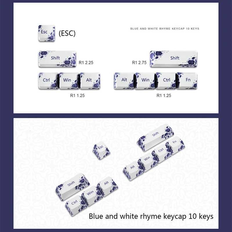 Teclados Teclados 10 Teclas Estilo Chinês Keycap para R1 Shift ESC Grandes Teclas Teclado Mecânico Keycaps PBT OEM Dye Sub DIY YQ240123