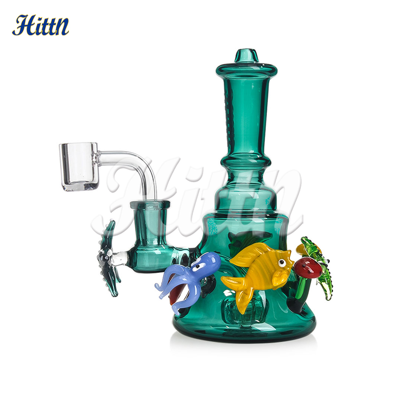 Dab teçhizat cam su bong 6.3 inç duş başlığı percolator cam su borusu ahtapot deniz evi deniz hayvanı mini sigara bong ile 14mm kuvars banganger 420 sıcak satış hittn